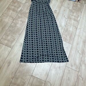 Blue and teal Chevron Maxi Dress XS Strapless
